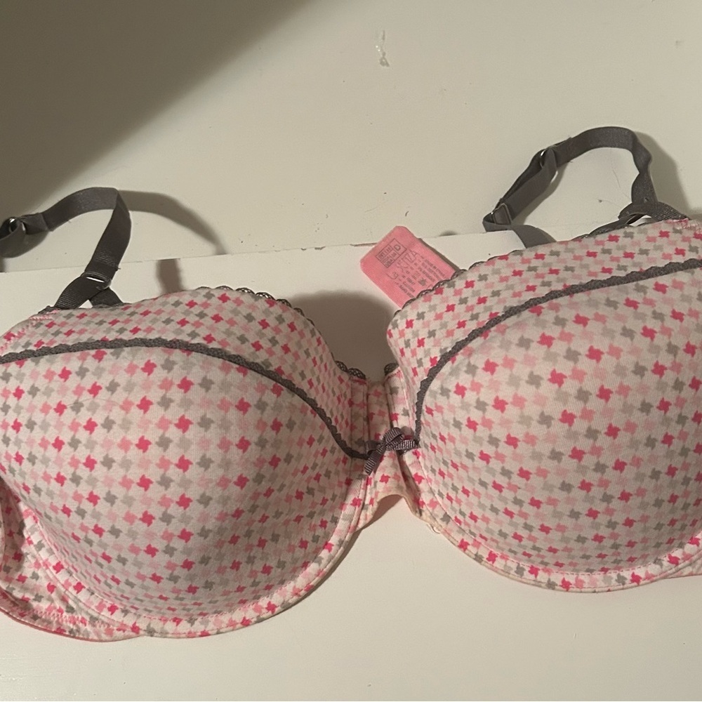La Senza Bra 38D Pink Gray Patterned
